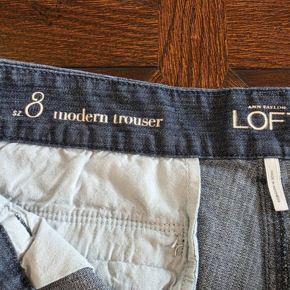 Ann Taylor Loft Size 8 Modern Trouser Wide-Leg Medium Wash Denim Pants - Picture 2 of 10